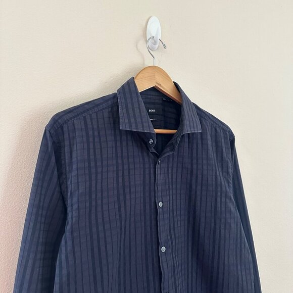 Hugo Boss Miles Sharp Fit Dress Shirt Mens Size 17.5 Plaid Business Casual Work - Picture 2 of 8